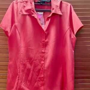 Notations Pink Fitted Button Down Shirt